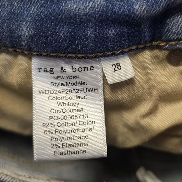 Rag & Bone Whitney Wide Leg Jeans Women's 28 Light Wash Raw Hem Denim $255 - Picture 8 of 10